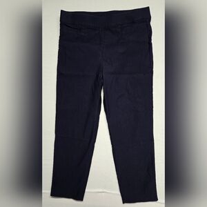 Alfred Dunner 12 Navy Blue Pull On Cropped Stretch Pants Elastic Waist
